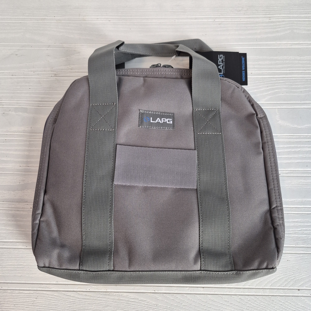 LAPG Soft Tactical Gun Bag Padded 2 Zipper Pistol Case 5 Clip Holders Grey NWT